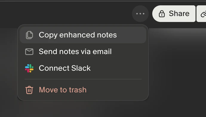 Copy buried inside the overflow menu